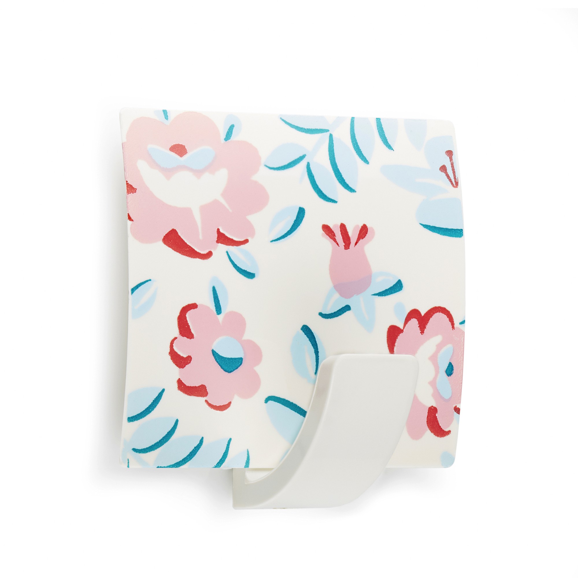 Colgador adhesivo decorado / floral blanco