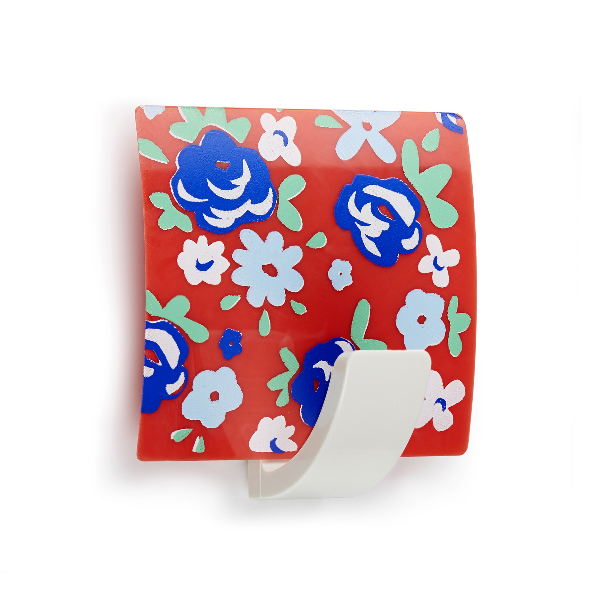 Colgador adhesivo decorado / floral rojo