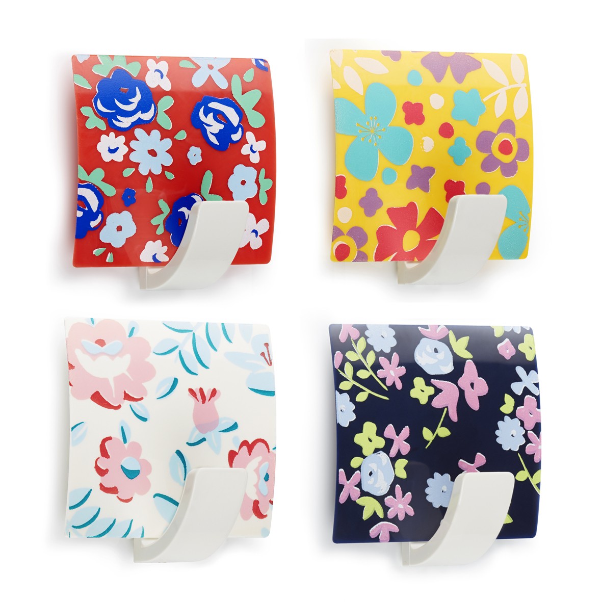 Colgador adhesivo decorado / floral surtido