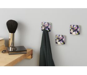Colgador adhesivo decorado / floral azul