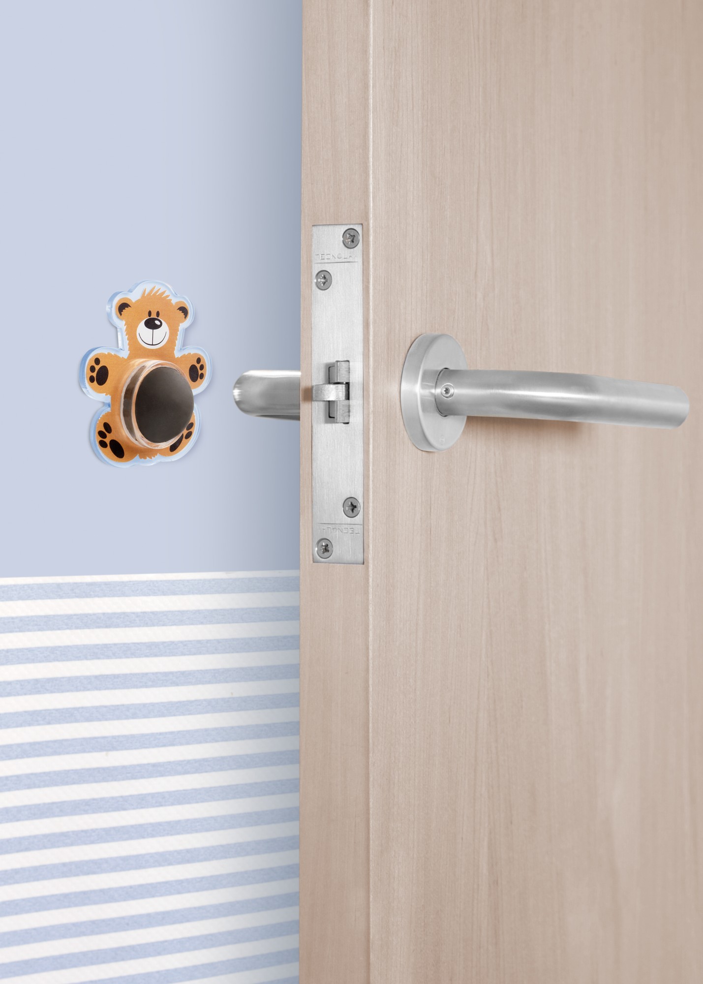 Tope pared adhesivo oso / naranja