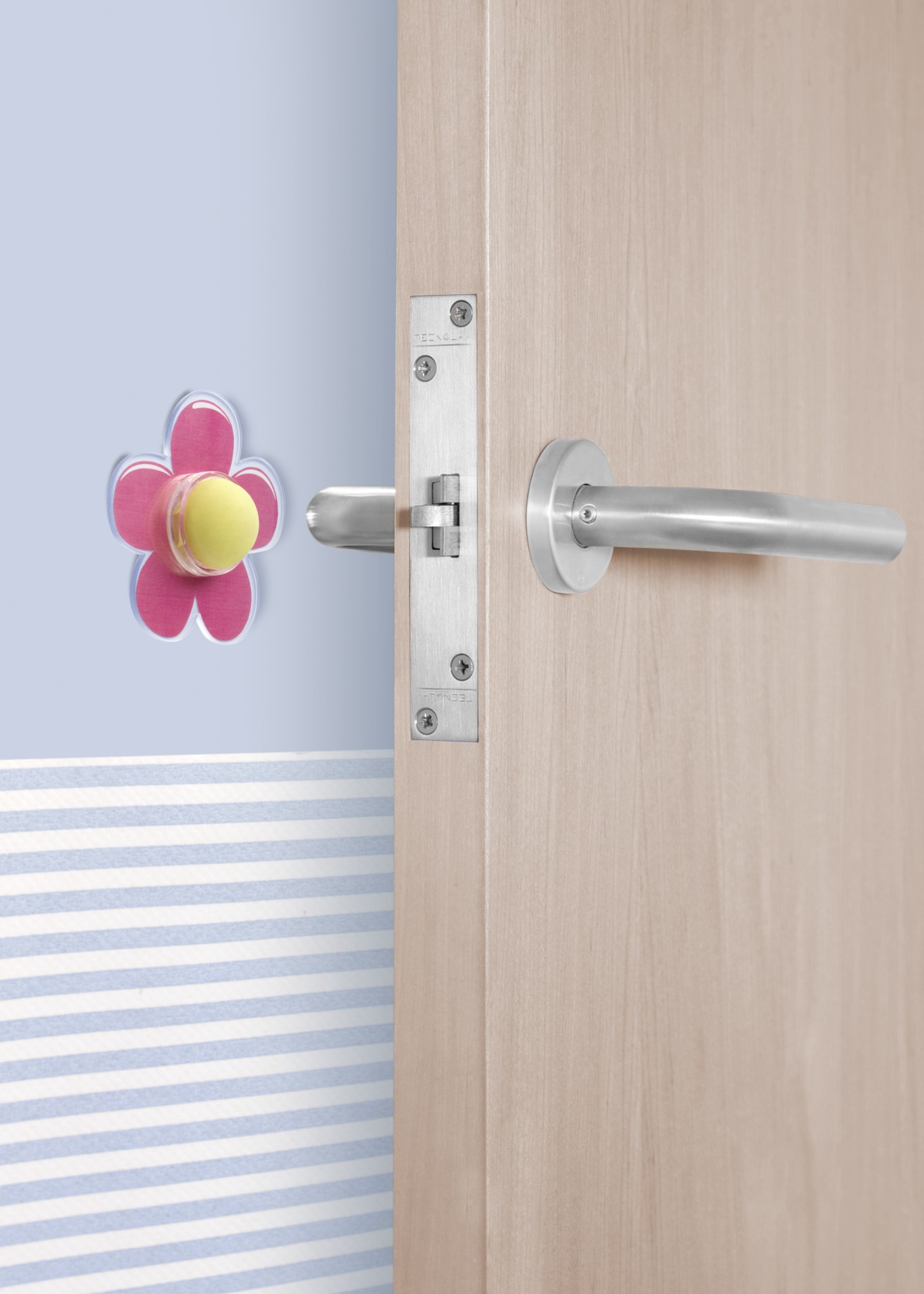 Tope pared adhesivo flor / rosa