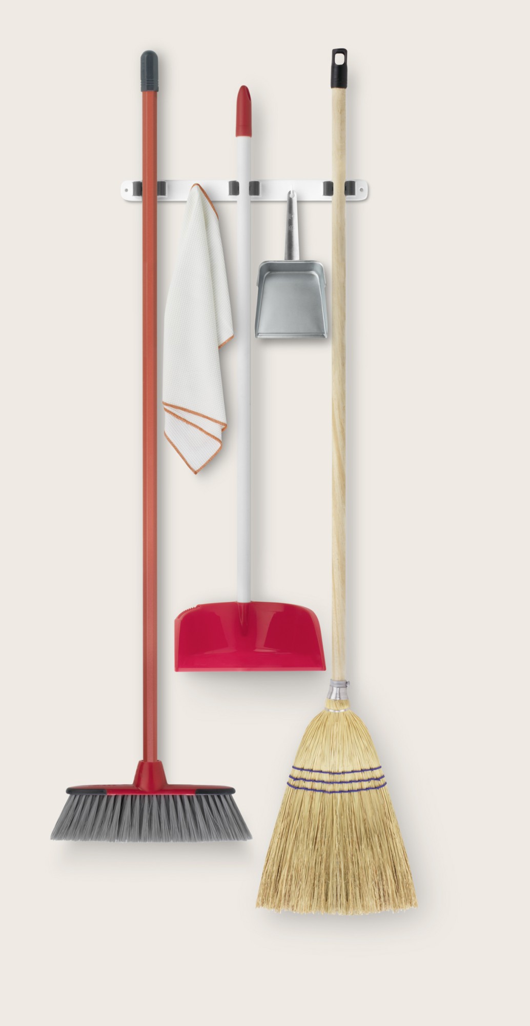 Colgador escobas triple / blanco