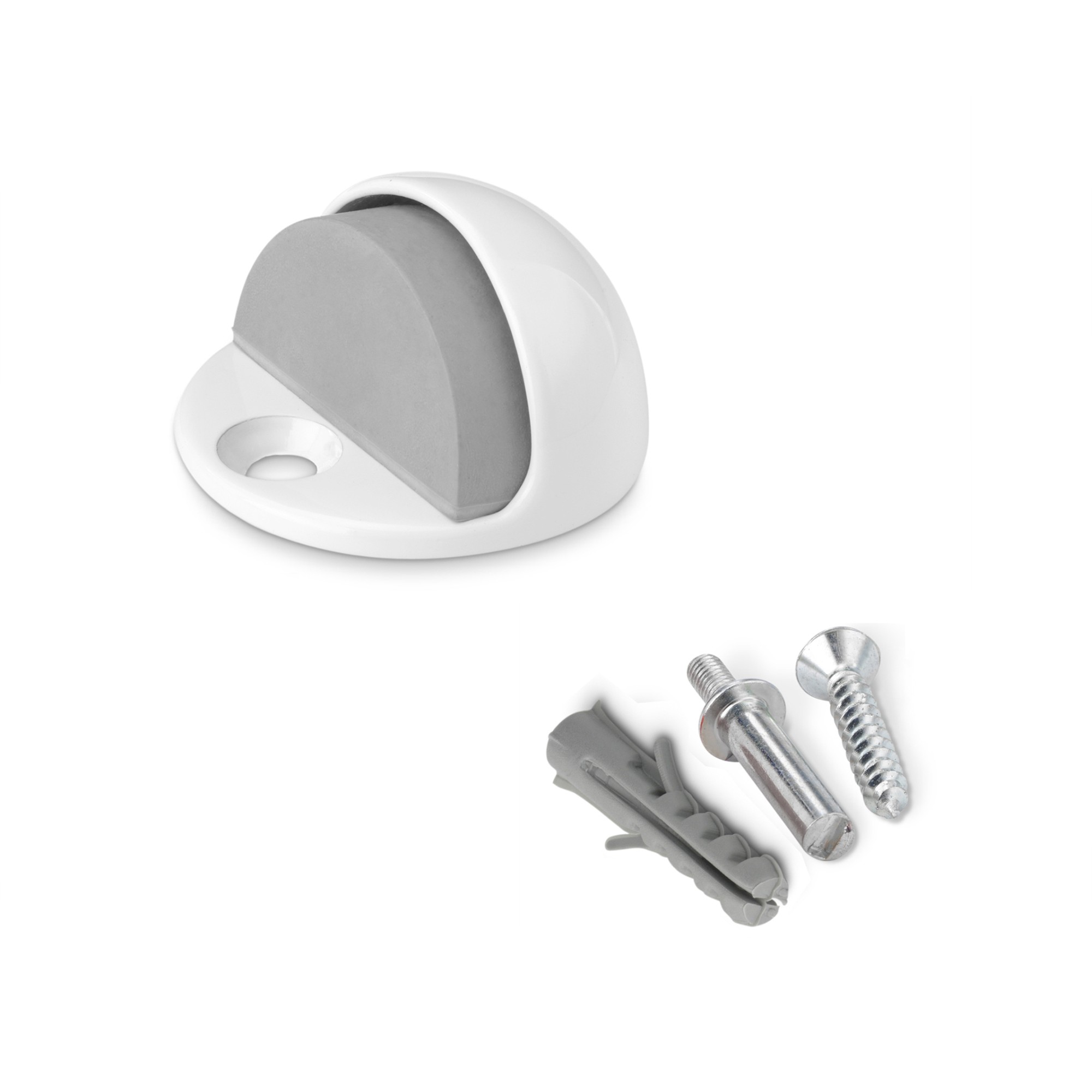 Tope de puerta metálico con tornillo / blanco