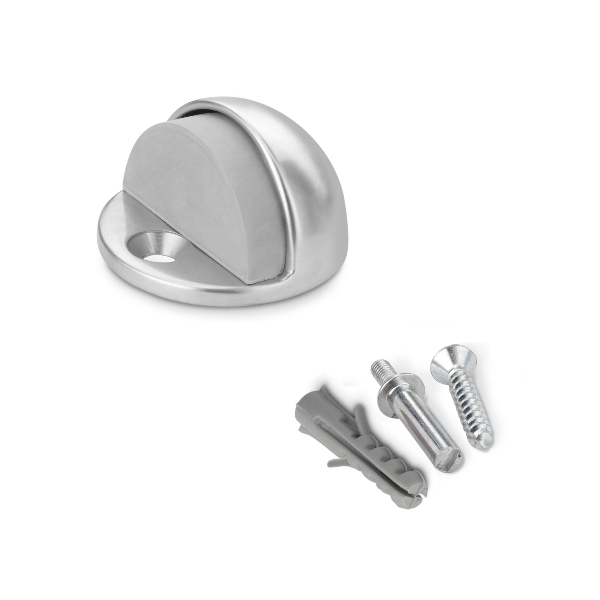 Tope de puerta metálico con tornillo / cromo mate