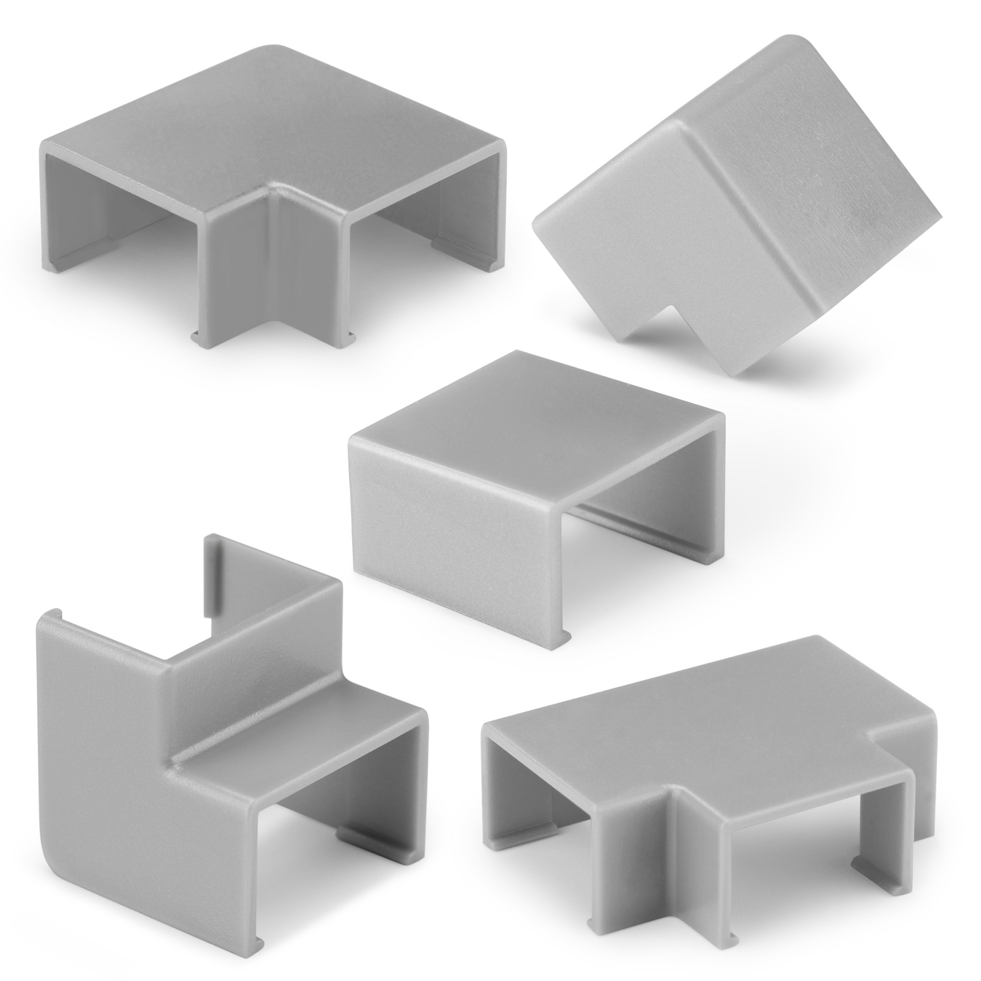 Accesorios surtidos canaleta 16 x 10 mm / gris metalizado