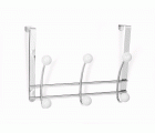 Colgador sobrepuerta 3 ganchos dobles / blanco