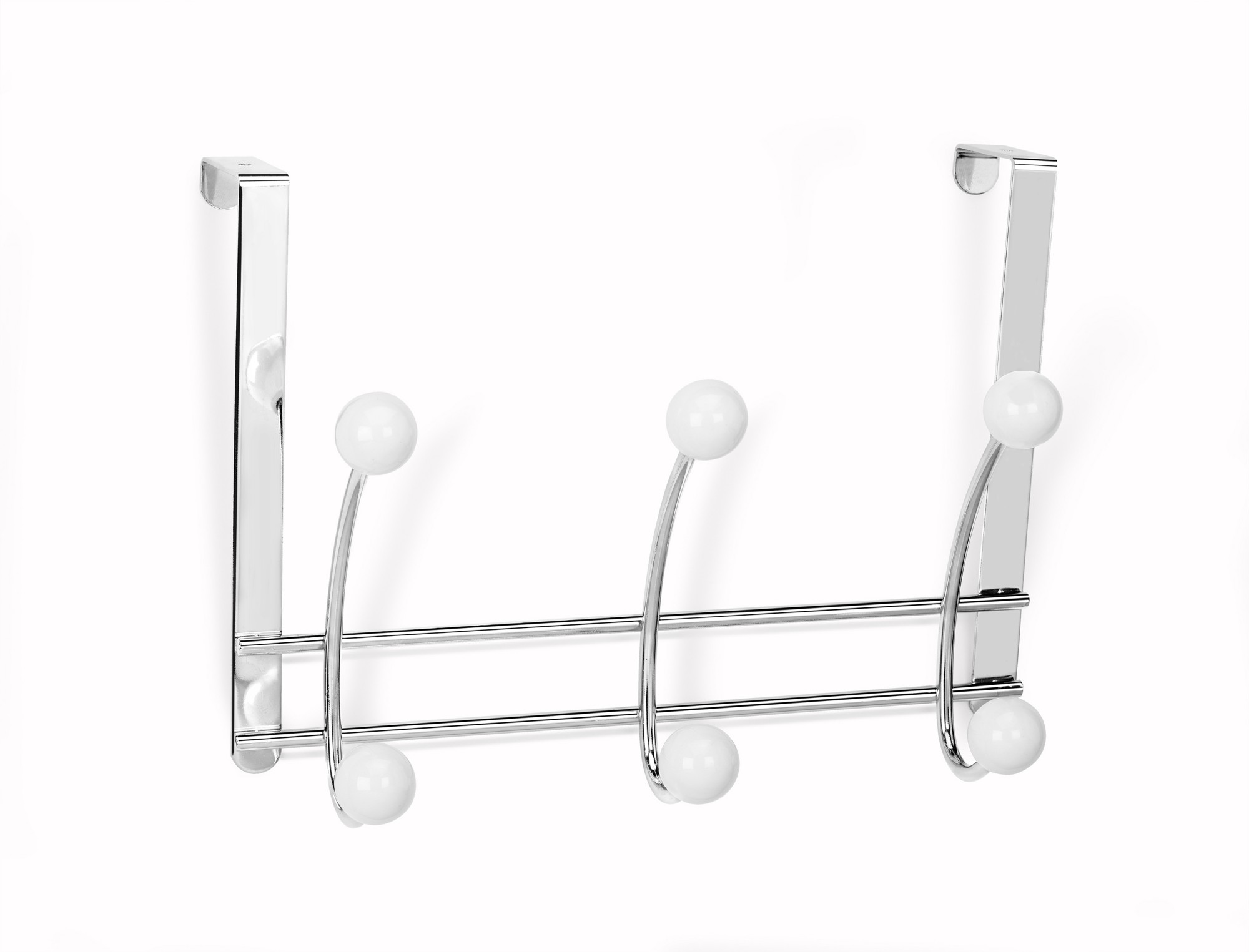 Colgador sobrepuerta 3 ganchos dobles / blanco