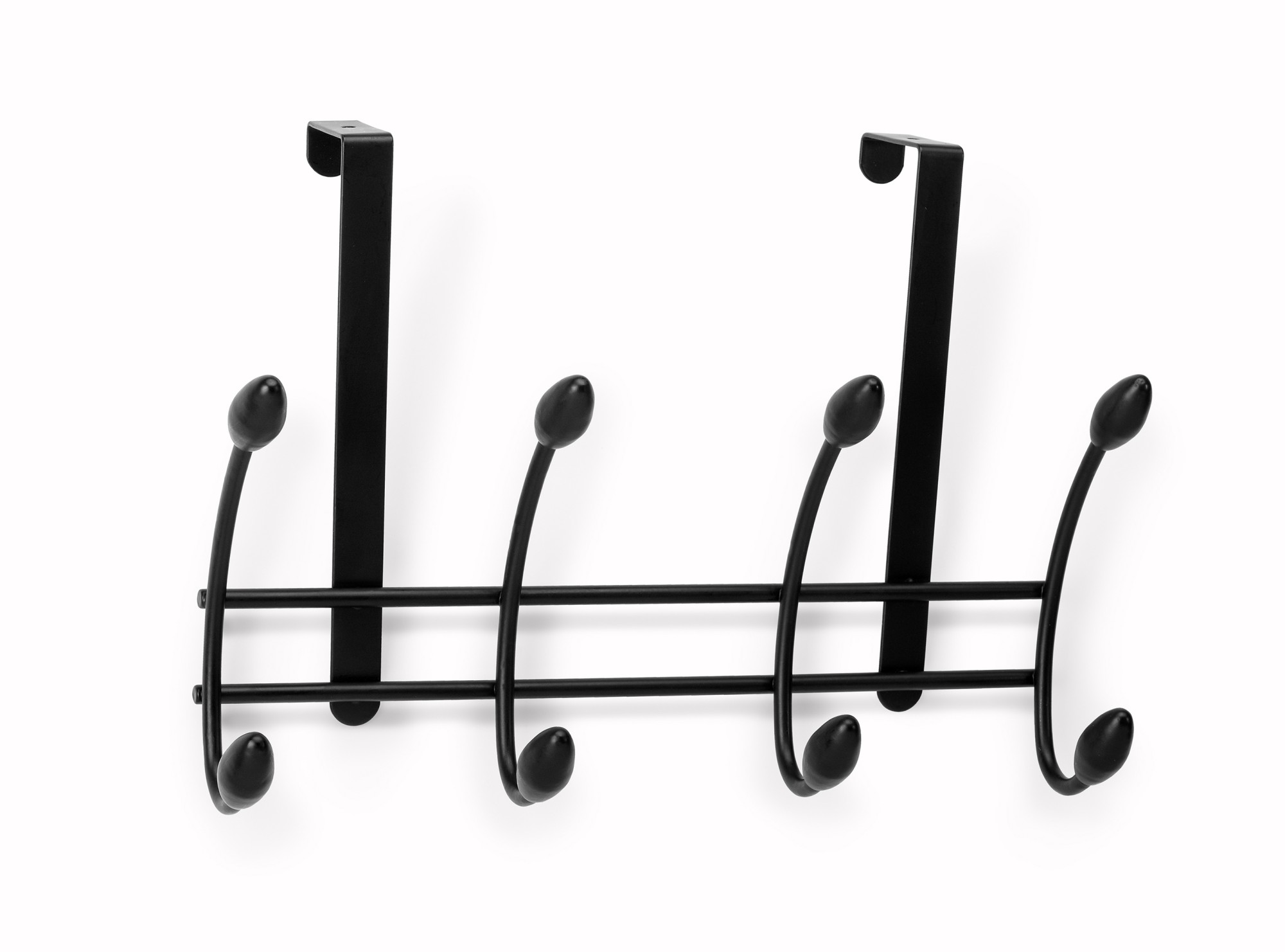 Colgador sobrepuerta 4 ganchos dobles / negro