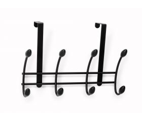 Colgador sobrepuerta 4 ganchos dobles / negro