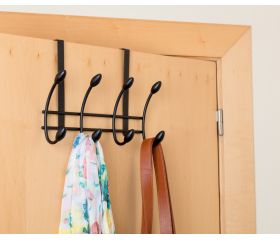Colgador sobrepuerta 4 ganchos dobles / negro