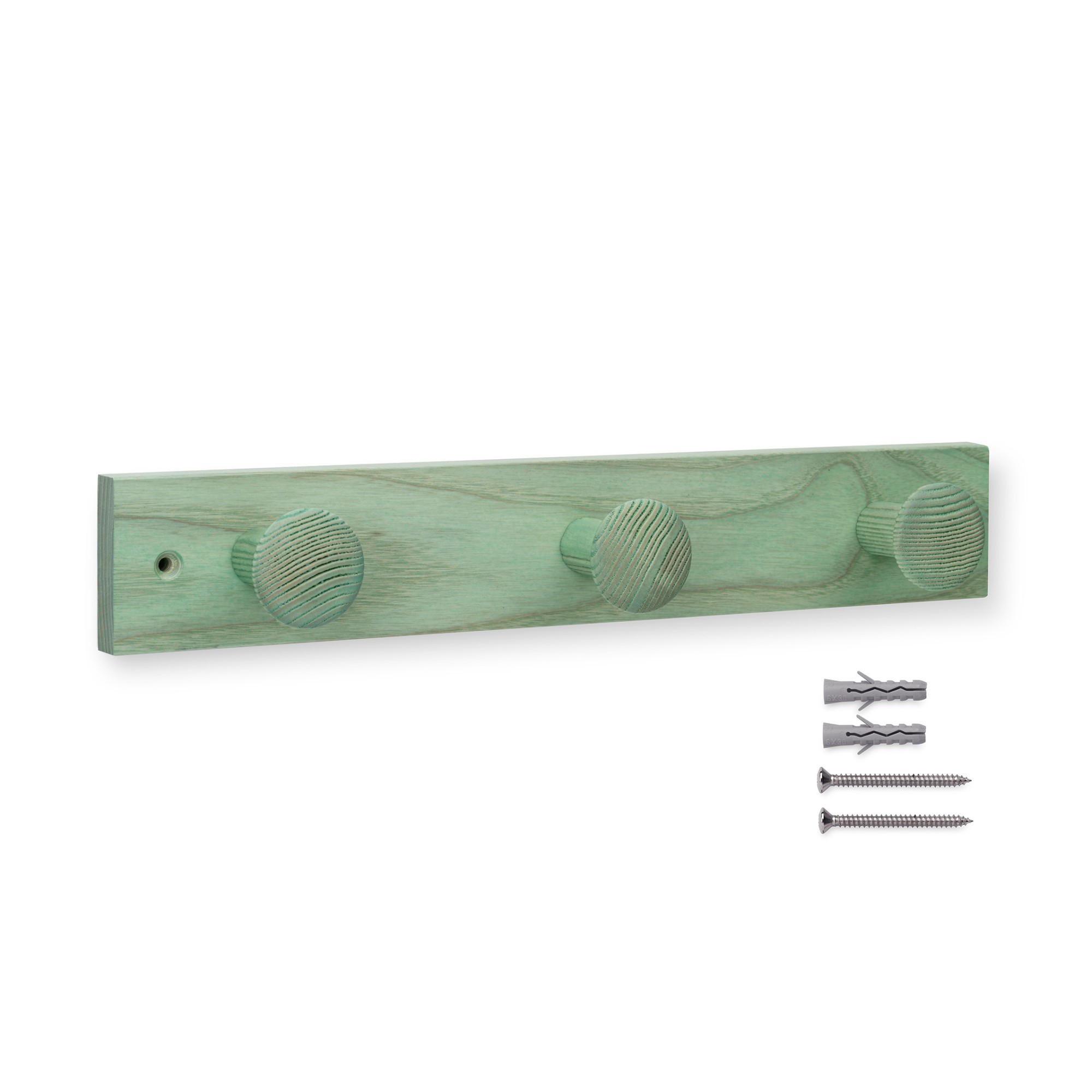 Colgador fresno 3 pomos con textura / verde