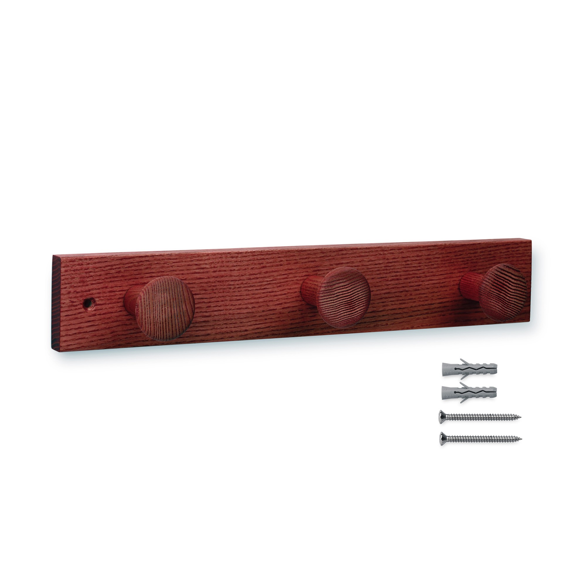 Colgador fresno 3 pomos con textura / rojo