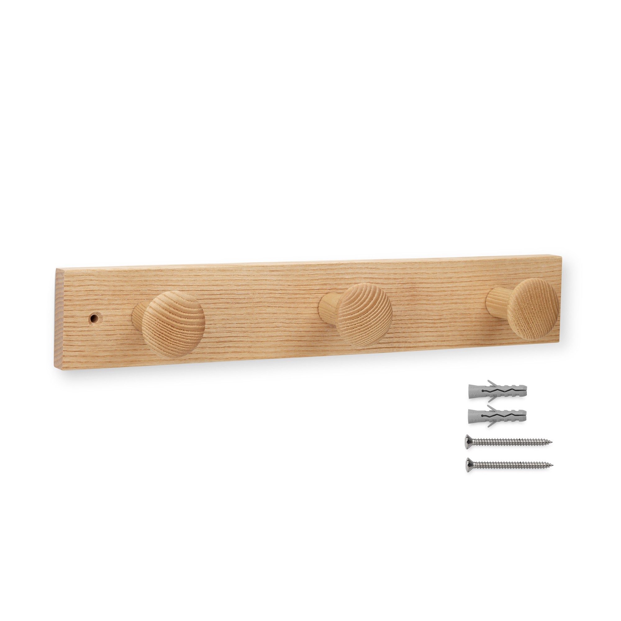 Colgador fresno 3 pomos con textura / natural