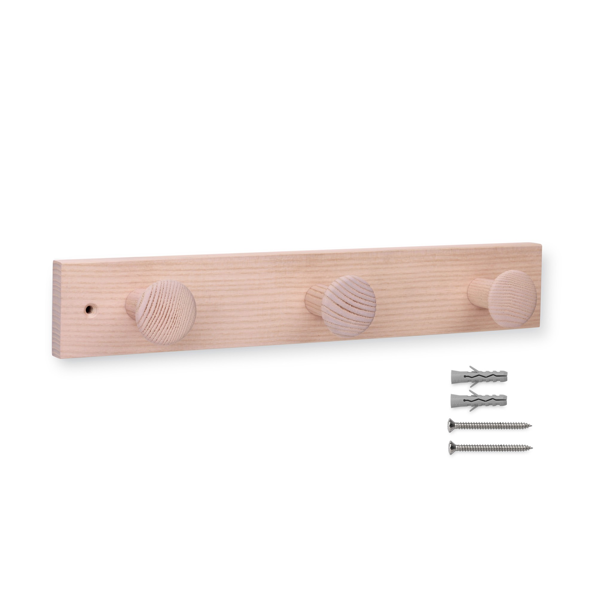 Colgador fresno 3 pomos con textura / rosa