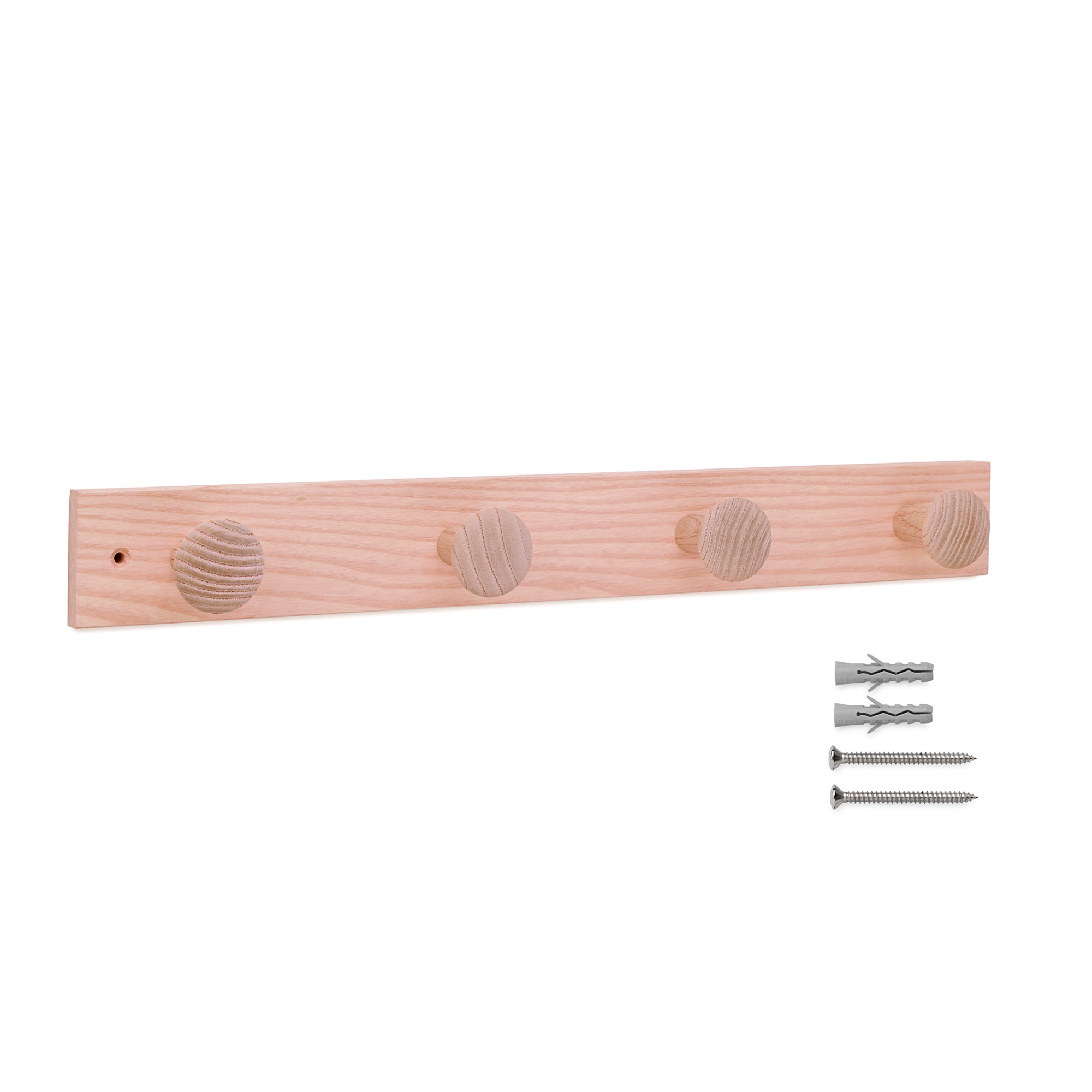 Colgador fresno 4 pomos con textura / rosa