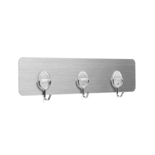Colg. adherente reutilizable con tres ganchos móviles / acero inox.
