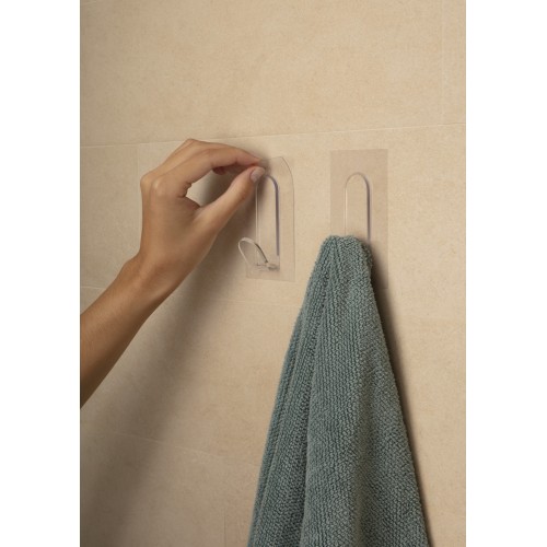 Colgador adherente reutilizable "J"/  Transparente