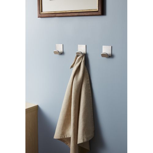Colgador adhesivo con base de acero inoxidable / blanco