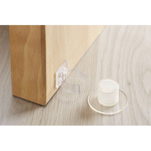 Tope y retenedor pinza adhesivos para puerta / transparente