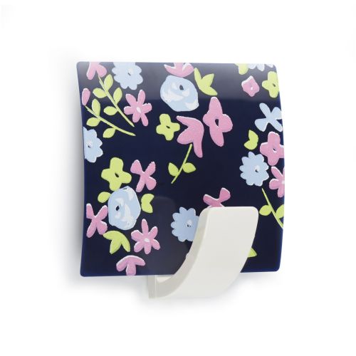 Colgador adhesivo decorado / floral azul