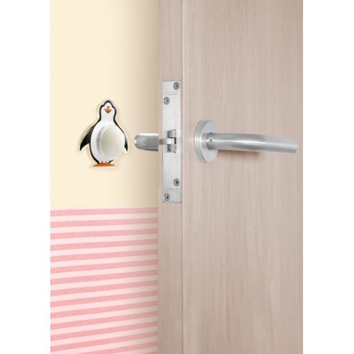 Tope pared adhesivo pingüino / blanco
