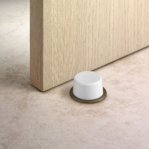 Tope de puerta con tornillo / blanco