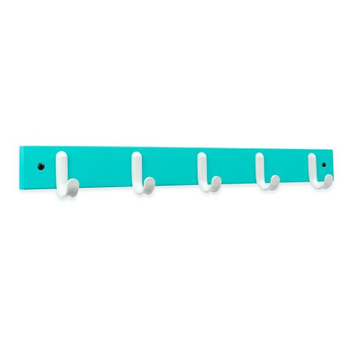 Colgador 5 ganchos blancos / turquesa