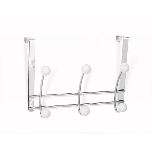 Colgador sobrepuerta 3 ganchos dobles / blanco