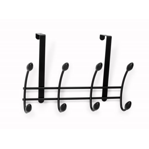 Colgador sobrepuerta 4 ganchos dobles / negro