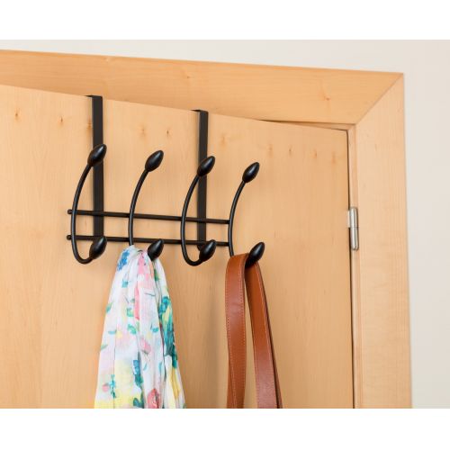 Colgador sobrepuerta 4 ganchos dobles / blanco