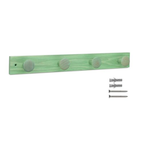 Colgador fresno 4 pomos con textura / verde