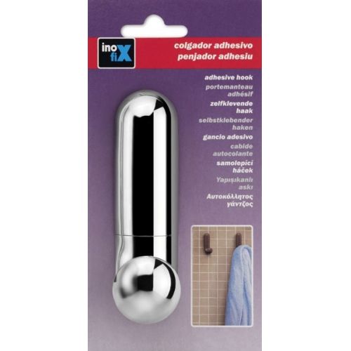 Colgador adhesivo \"J\" / metalizado plata