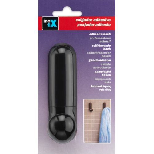 Colgador adhesivo \"J\" / negro
