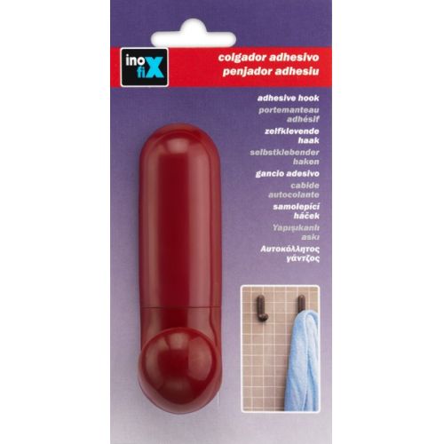 Colgador adhesivo \"J\" / rojo oscuro