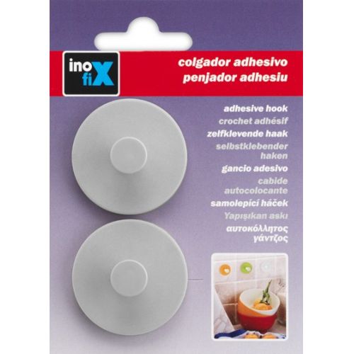 Colgador adhesivo circular / gris claro