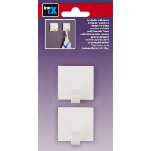 Colgador adhesivo cuadrado / blanco