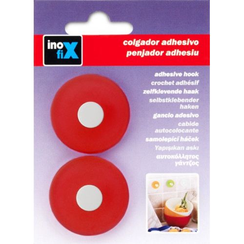 Colgador adhesivo circular / rojo