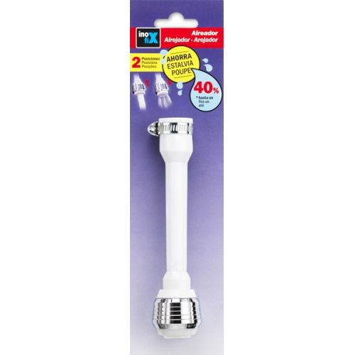 Aireador con tubo flexible con abrazadera / cromo-blanco