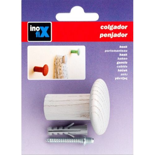 Colgador fresno individual con textura / blanco