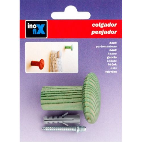 Colgador fresno individual con textura / verde