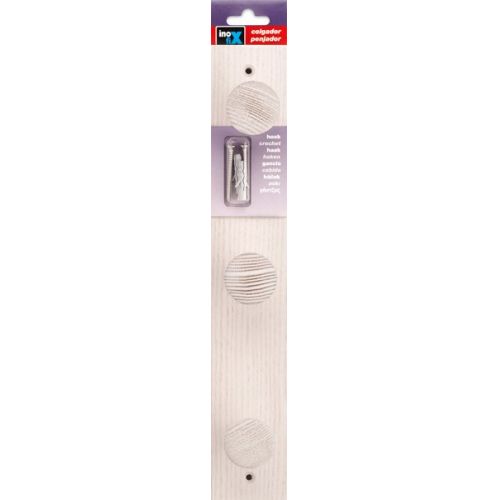 Colgador fresno 3 pomos con textura / blanco