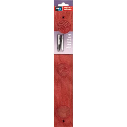 Colgador fresno 3 pomos con textura / rojo