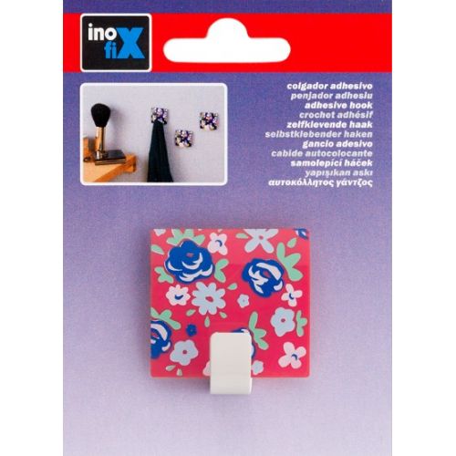 Colgador adhesivo decorado / floral rojo