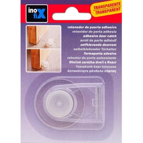Tope y retenedor pinza adhesivos para puerta / transparente