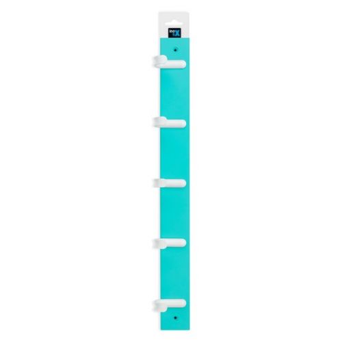 Colgador 5 ganchos blancos / turquesa