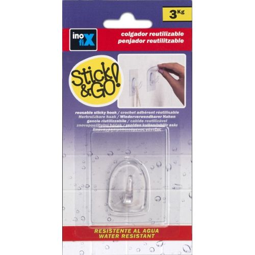 Colgador adherente reutilizable base 60x47 mm. / transparente
