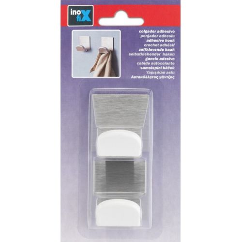 Colgador adhesivo con base de acero inoxidable / blanco