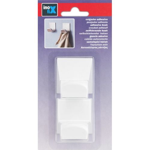 Colgador adhesivo base metálica madera / blanco