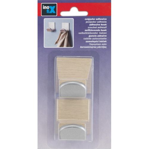 Colgador adhesivo base metálica madera / arce